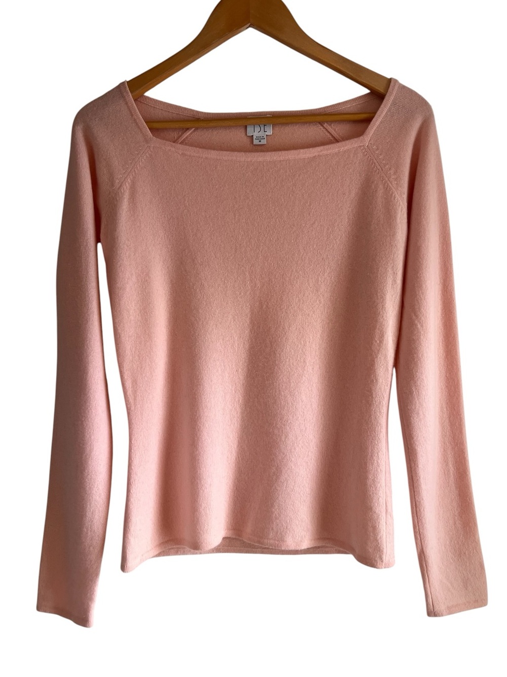 TSE pure cashmere square boat neck soft pink sweater size M excellent condition